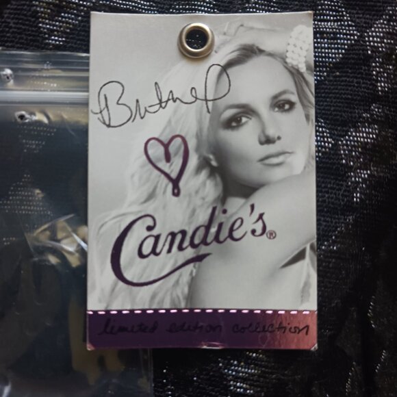 Candie's, Brittany Loves Candie's Harlequin Print Shiny Jacket Black SZ XL,  Y2K - Picture 3 of 16